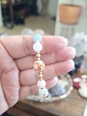 Morganite Flower Bead Bracelet